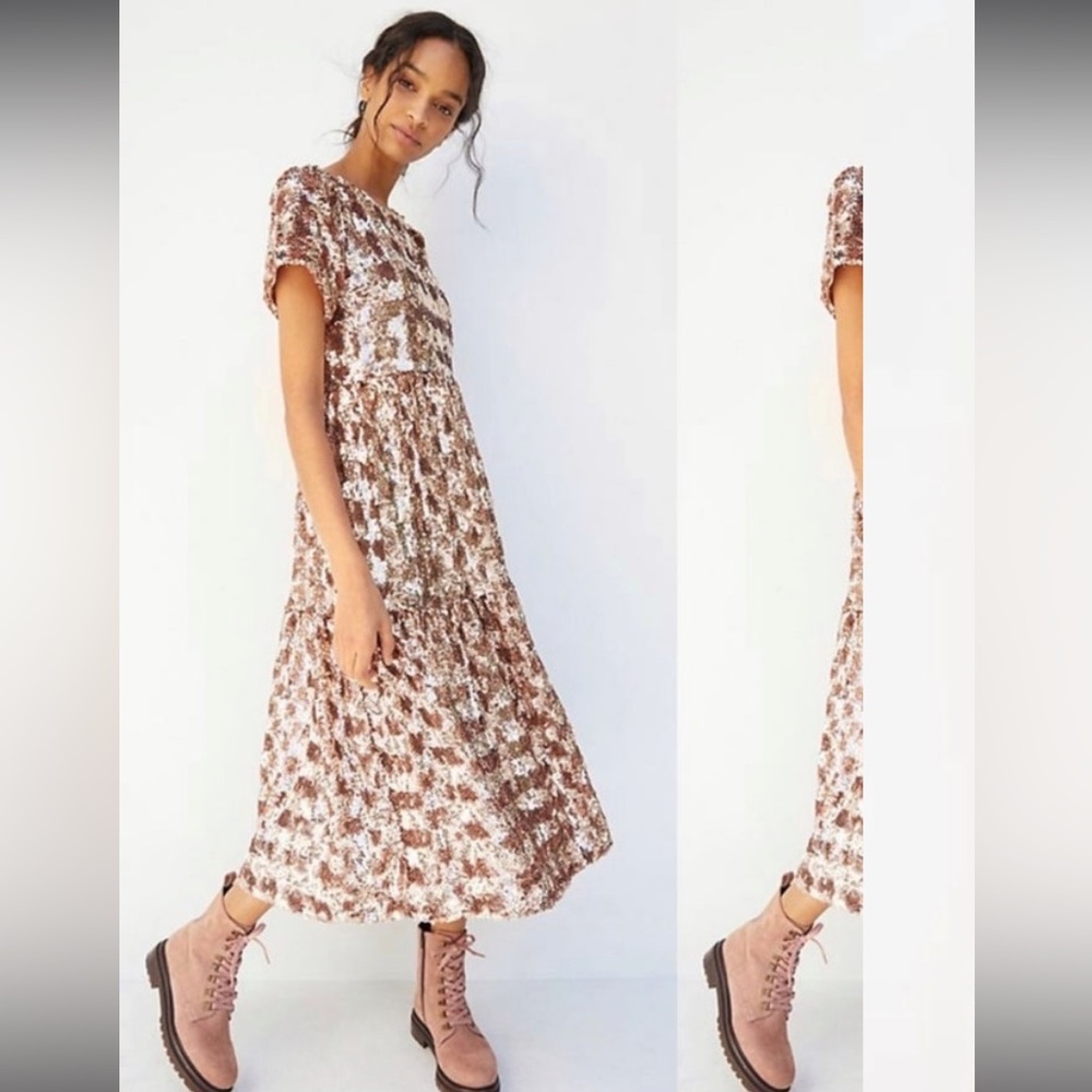 Maeve Sequin Tiered Midi Dress | Anthropologie | Size: Medium